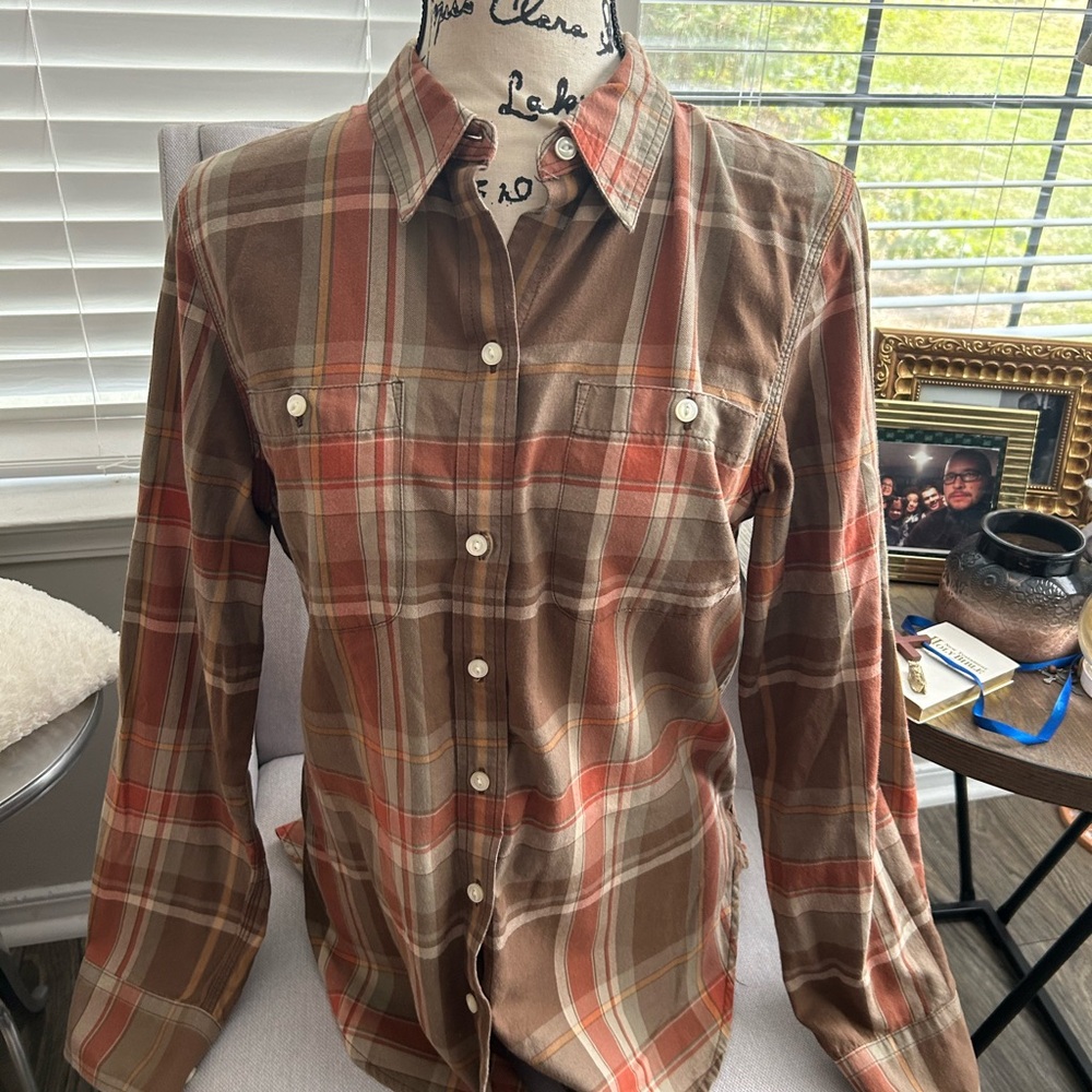Lauren jeans Ralph Lauren Brown and Orange Plaid Shirt Women’s size M used